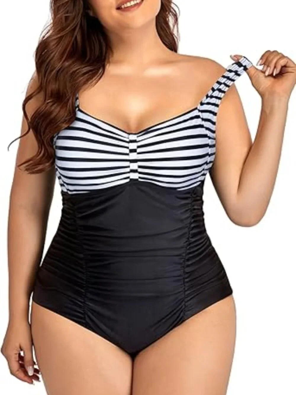 Daci Women Plus Size One Piece Swimsuits - Tummy Control Retro Ruched 22W - Picture 3 of 6